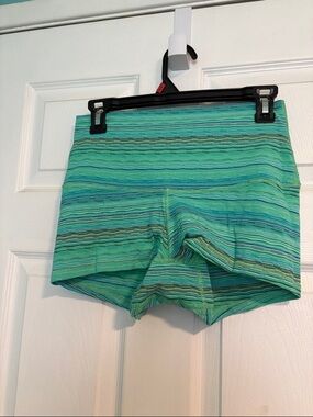 lululemon athletica Green Striped High-Rise Athletic Shorts